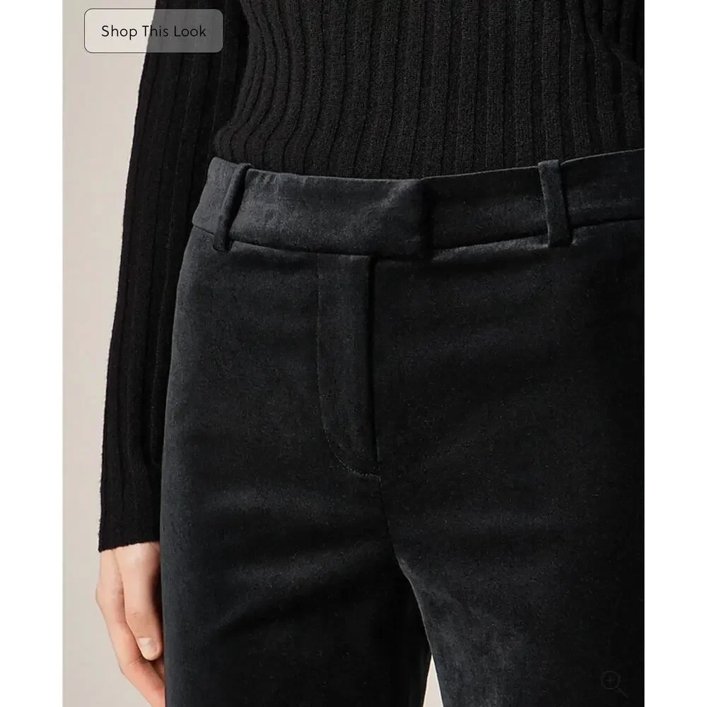 J. Crew Stella pant in velvet Black NWT size 00P